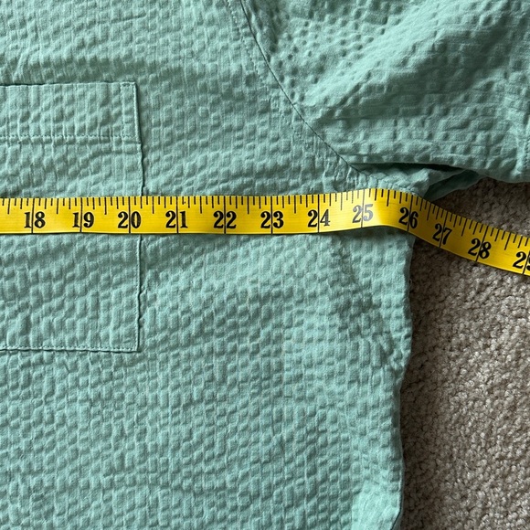 GAP Graphite Green Seersucker Casual Button Short Sleeve Vacay Lightweight Beach - Picture 6 of 8